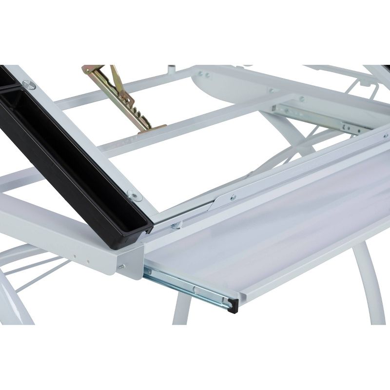 Futura Craft Station with Folding Shelf-White/Clear Glass