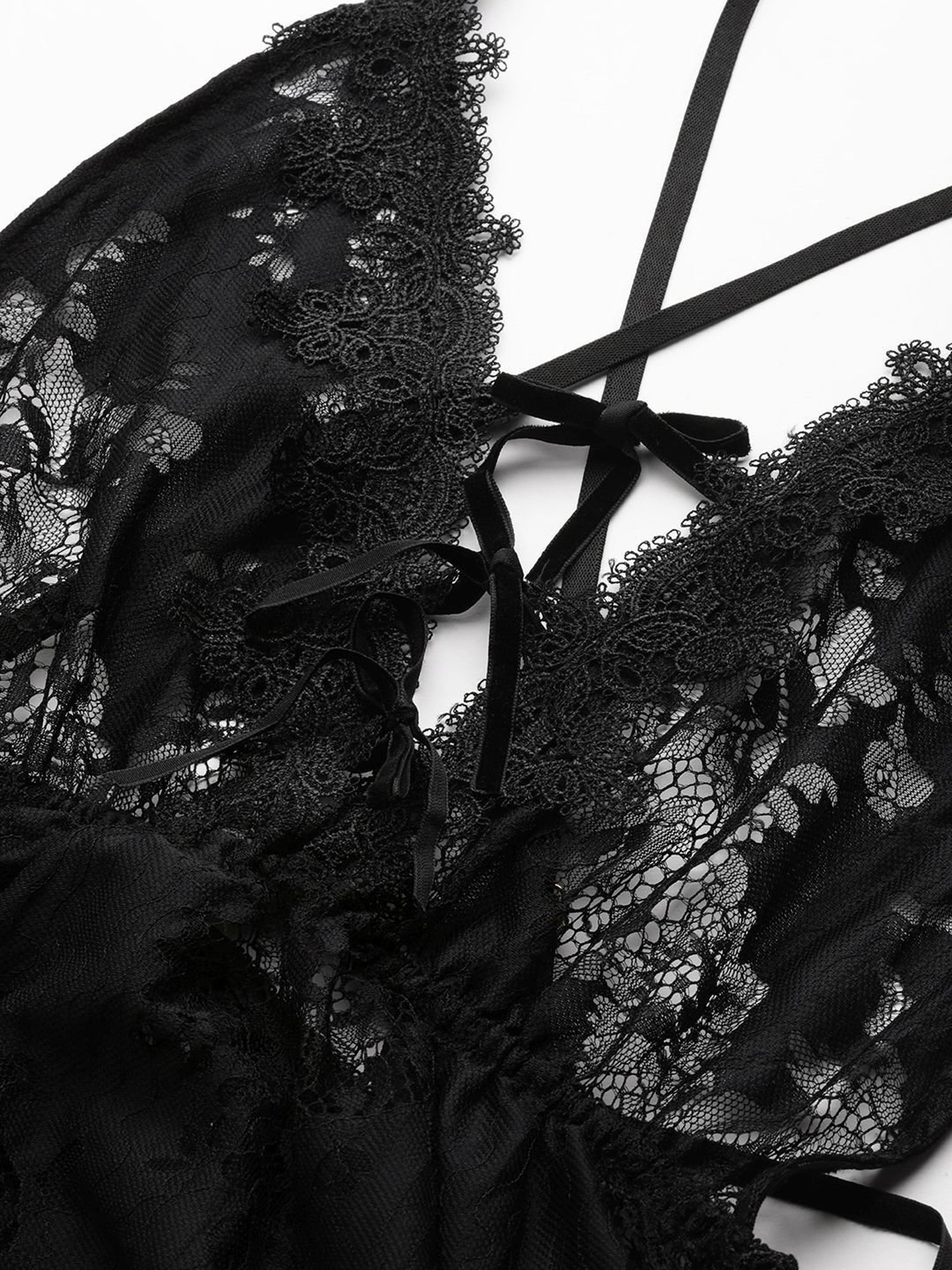 Ms.Lingies Black Lace Work Babydoll With Panty