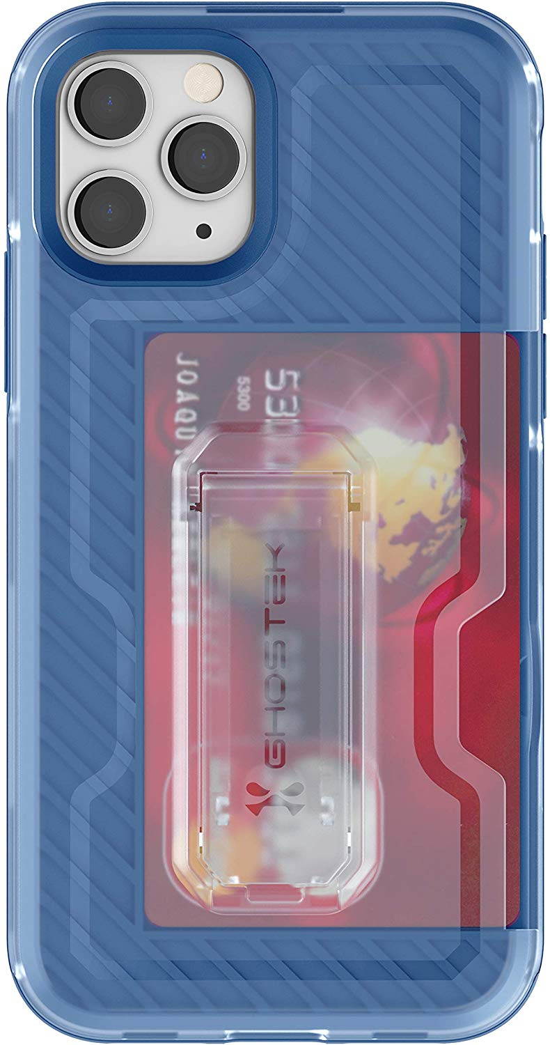 Ghostek Iron Armor Belt Clip iPhone 11 Holster Case with Kickstand and Card Holder Slot Slim Shockproof Design Heavy Duty Protection Wireless Charging Compatible 2019 iPhone 11 (6.1 Inch) - (Blue)