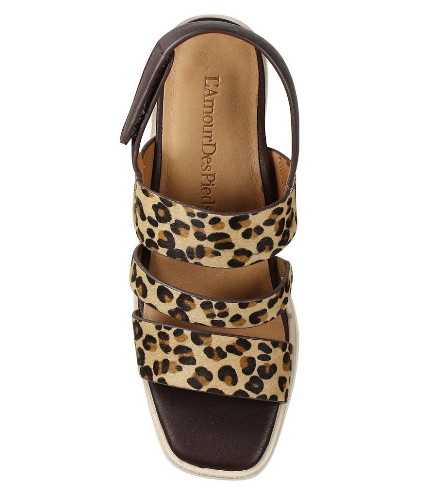 L'Amour Des Pieds Quennell Leopard Print Calf Hair Strappy Sandals