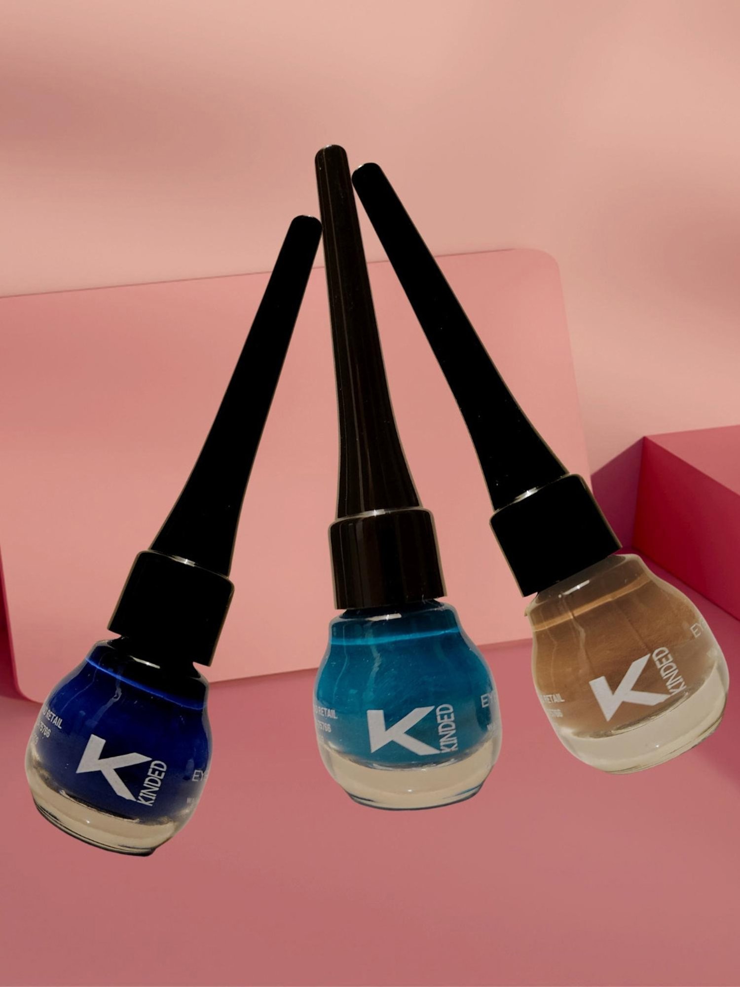 KINDED Liquid Eye Liner Teal Green, Royal Blue & Camel Brown Combo