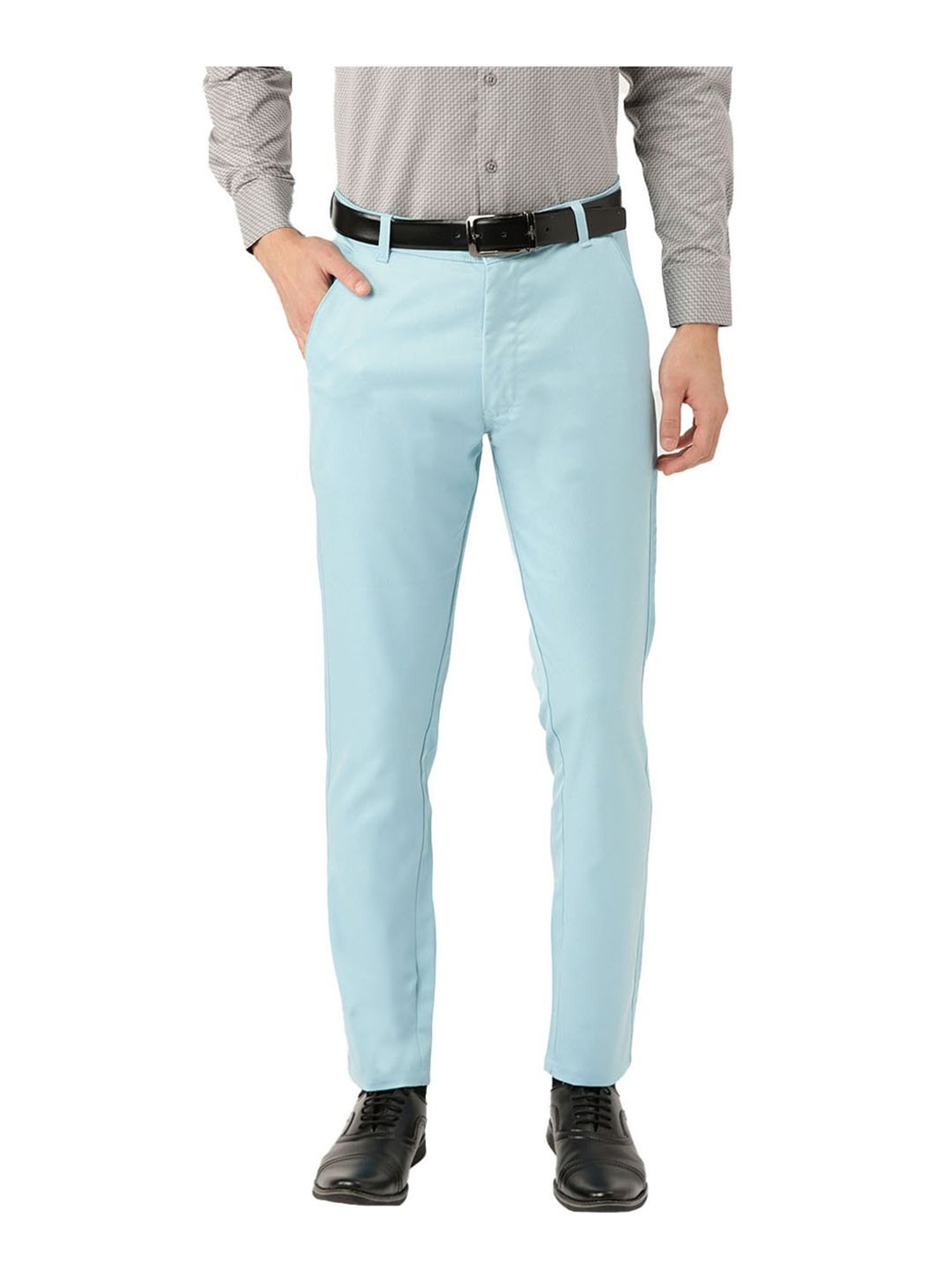 Sojanya Sky Blue Regular Slim Fit Trousers