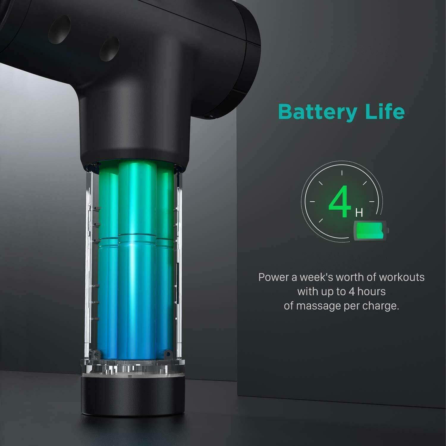 Massage  Percussion Massager Deep Tissue Muscle Vibrng Relaxing + 4 Heads