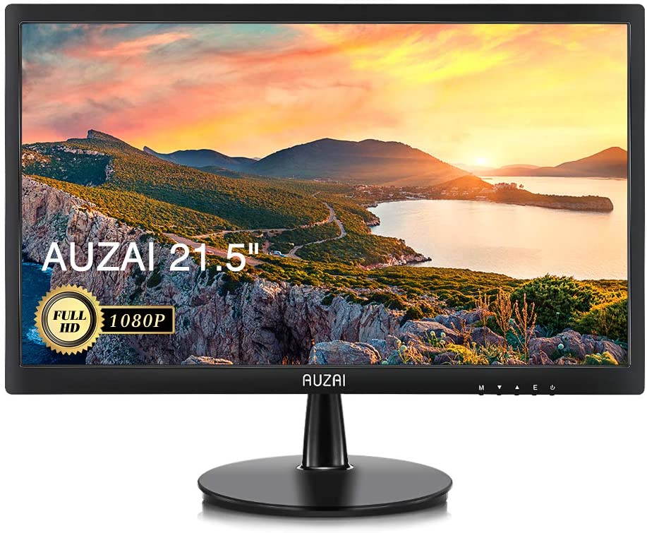 AUZAI 21.5 inch Computer Monitor, 1080p FHD LED Computer Monitor for Business 75Hz 5ms with VESA Mounting Eye Care Anti Glare Panel Tilt HDMI VGA Port, Black