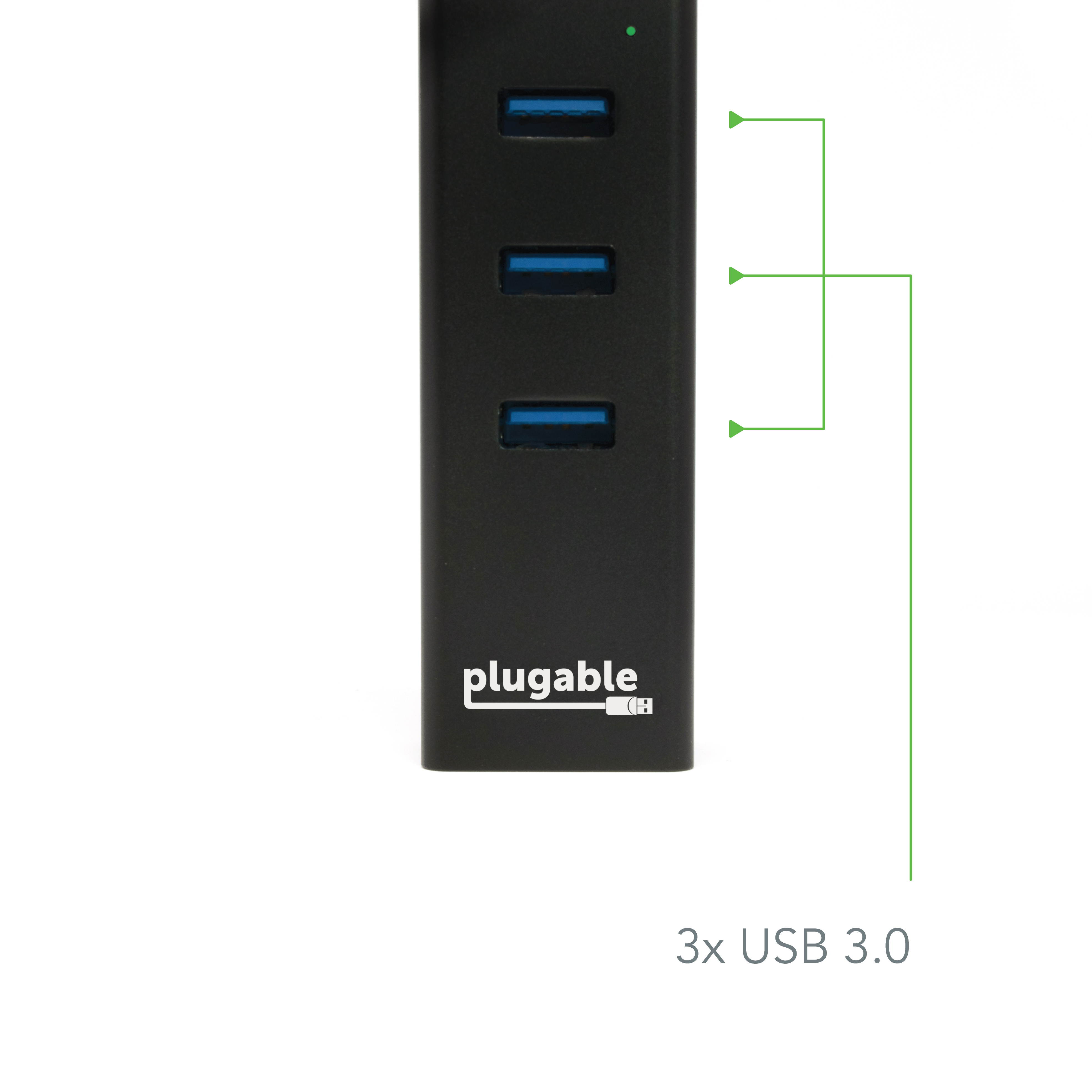 Plugable Travel USB Hub and Network Adapter - 3-Port USB 3.0, 1-Port Ethernet