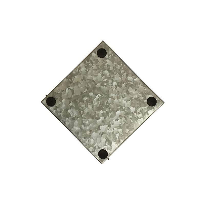 Napkin Holder Organizer with Wood Weighted Arm | Raw Tin Tissue Dispenser for Multiple Size Paper Napkins | Silver color Decorative Napkin Organizer for Dining Table Kitchen Bathroom