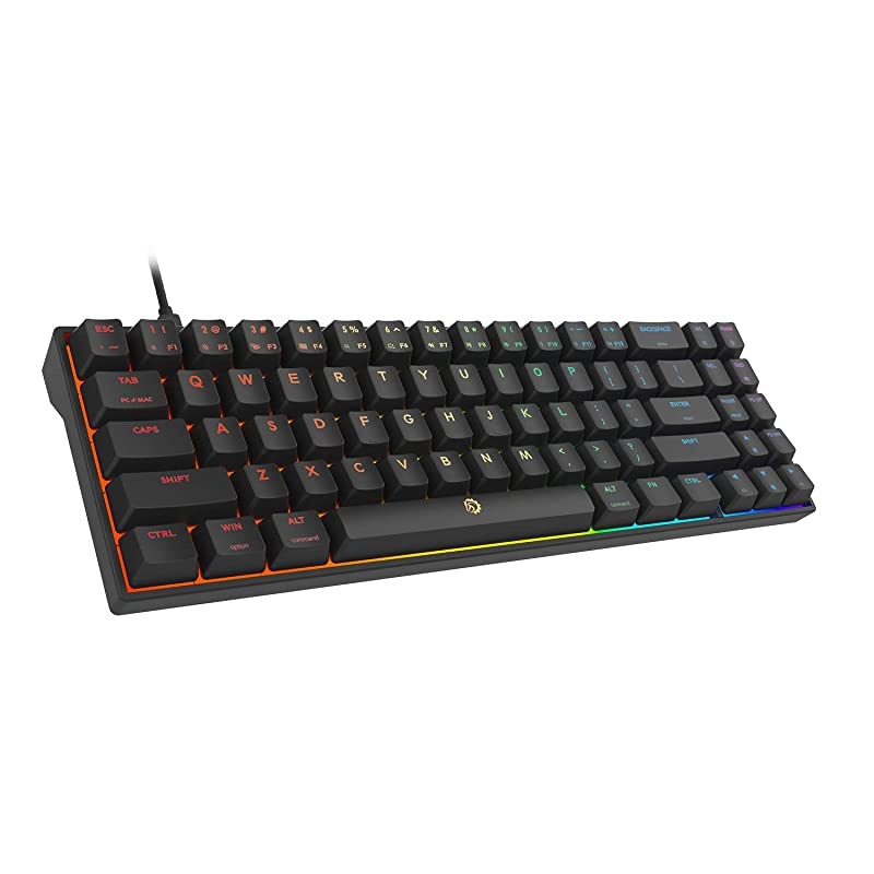 Calibur V2 TE RGB 60% Wired Mechanical Gaming Keyboard, 71-Key Small Compact, Work for PC/Mac, Detachable USB Type-C, Outemu Red Switch, Black