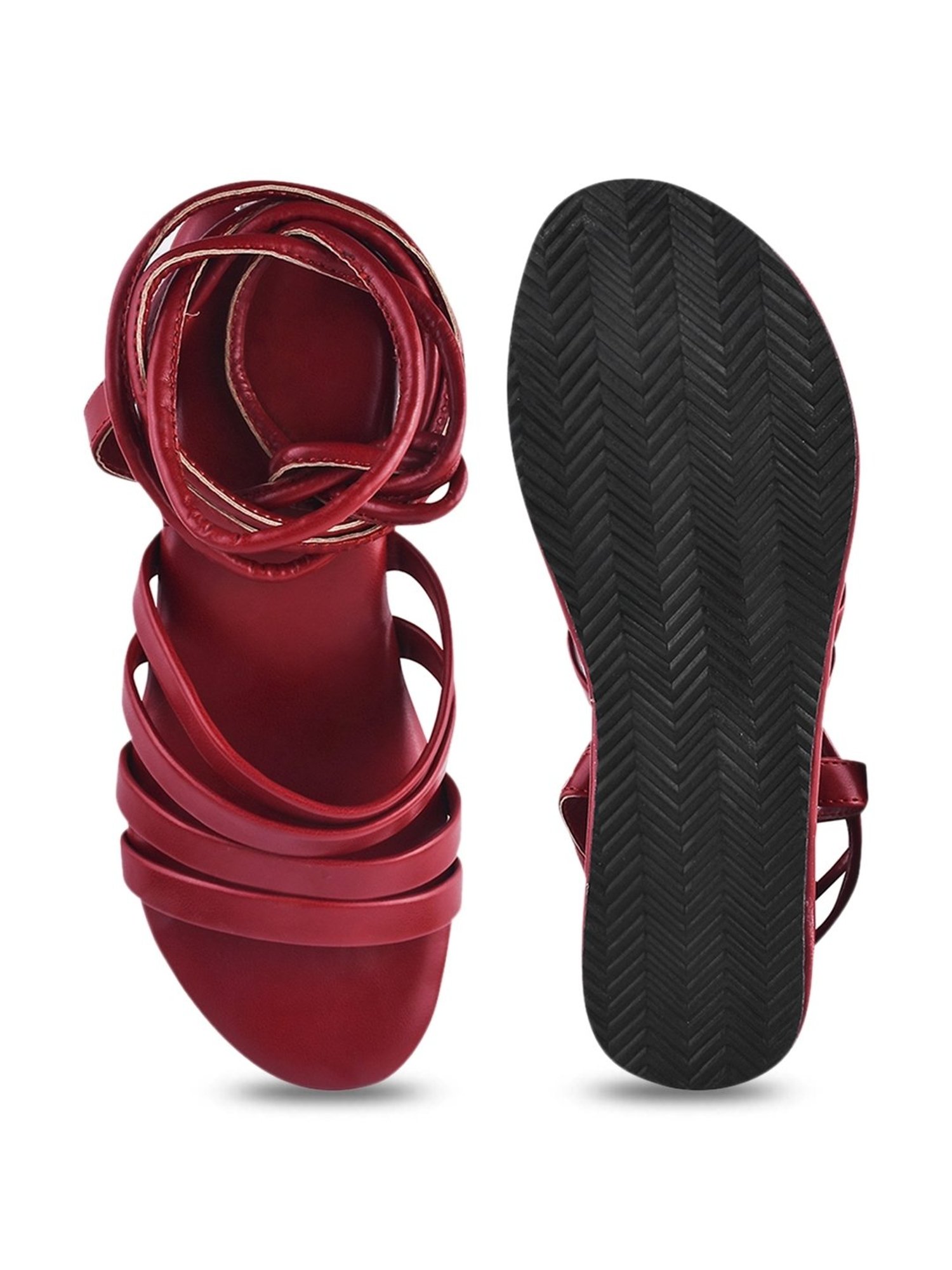 The White Pole Women's Red Gladiator Wedges