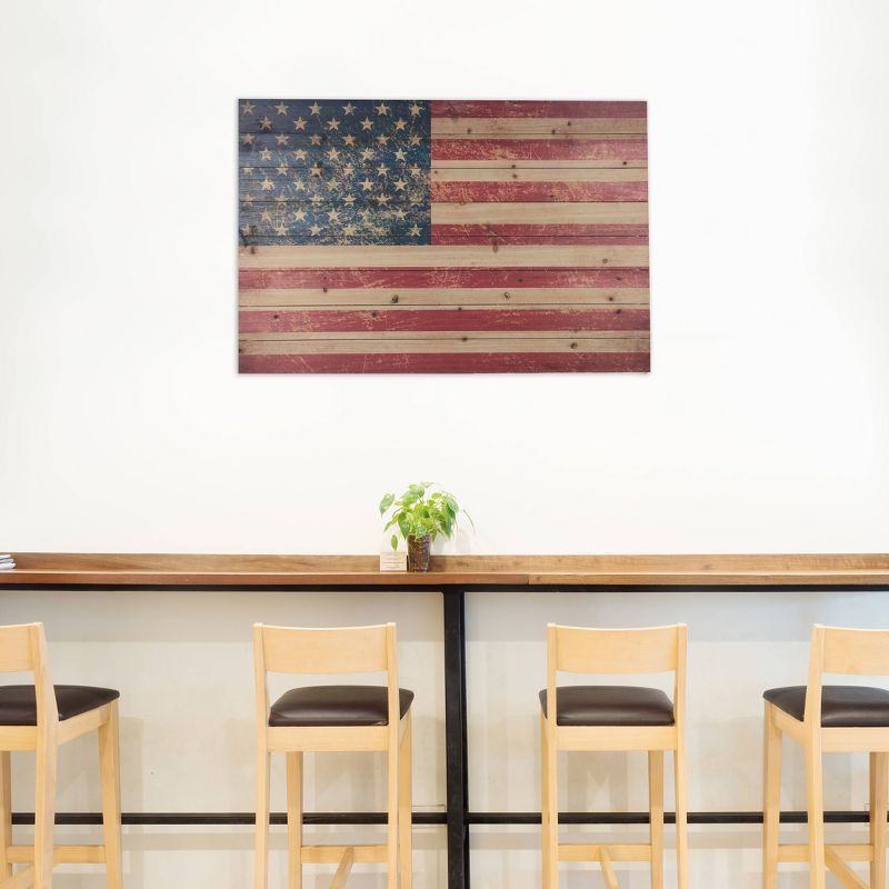24" x 36" USA Flag Print on Planked Wood Wall Sign Panel - Gallery 57