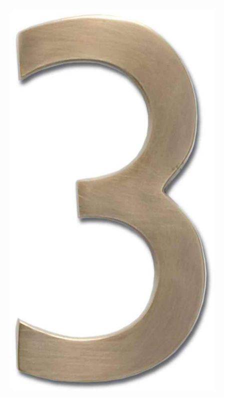 Architectural Mailboxes 3585AB-3 Solid Cast Brass 5 in. Antique Brass Floating House Number 3