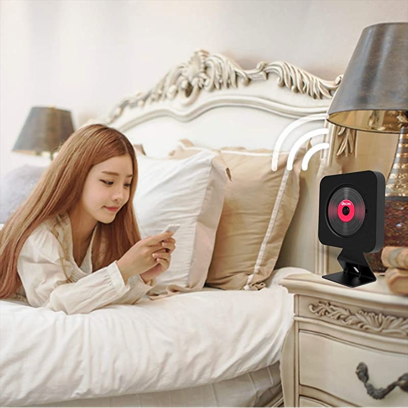 CD Player Wall Mountable Desk Bluetooth 4.2 with Display Sleep Timer USB TF MP3 AUX in/Out White 2021 Highest Upgraded