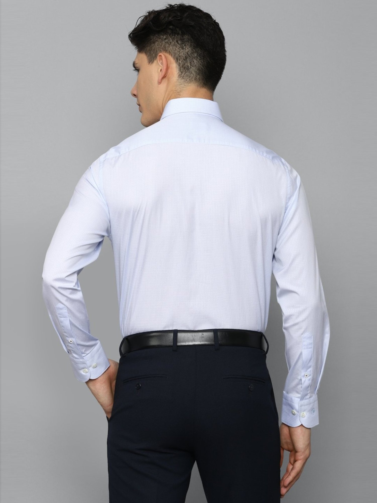 Luxure By Louis Philippe Blue Cotton Regular Fit Checks Shirt