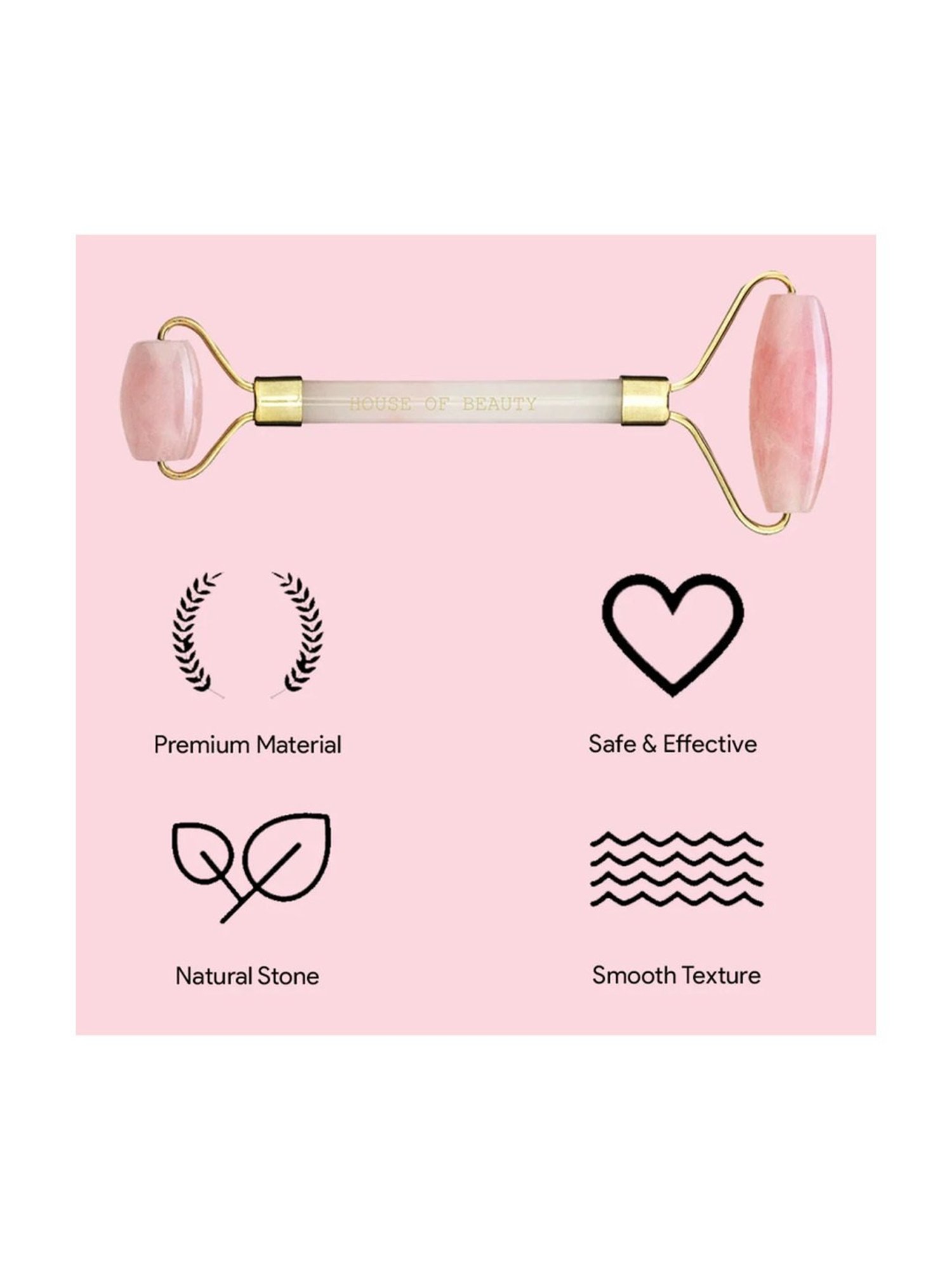 House of Beauty Rose Quartz Roller Kit - 3 Pieces