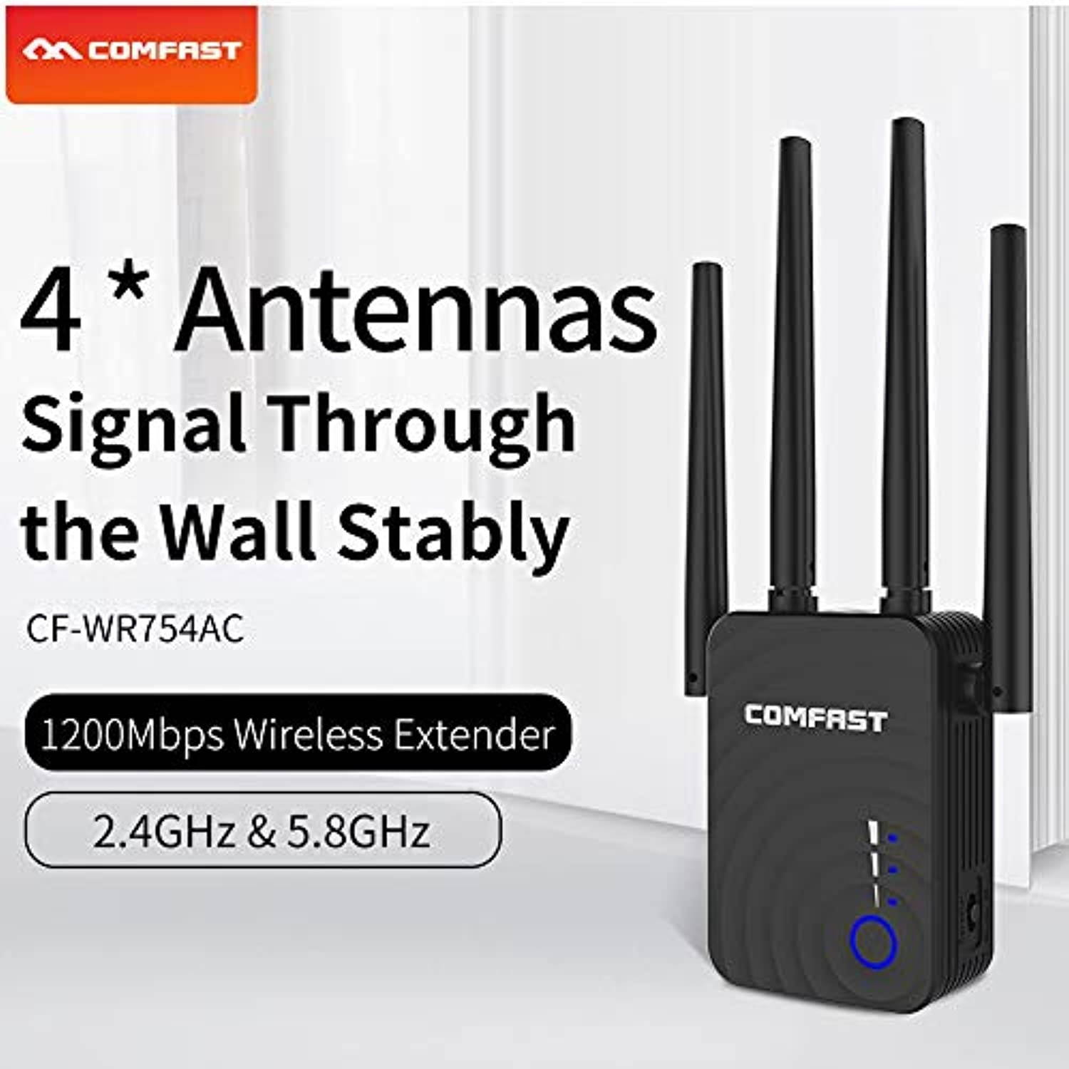 WiFi Range Extender 1200Mbps WiFi Booster AC1200 for The Hourse, Repeater 2.4  and  5GHz Dual Band WPS Wireless Signal Strong Penetrability, Wide Range of Signals(2500FT), Enjoy Gaming