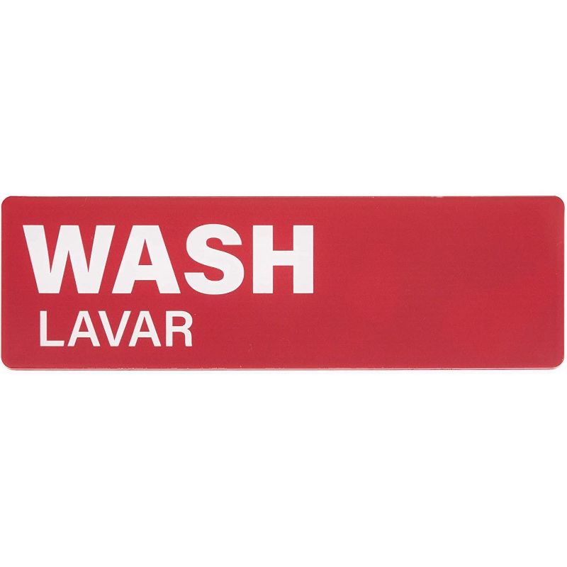 Stockroom Plus 3 Pack Magnetic Safety Signs, Wash Lavar, Rinse Enjuagar, Sanitize Desinfectar (9 x 2.76 in)