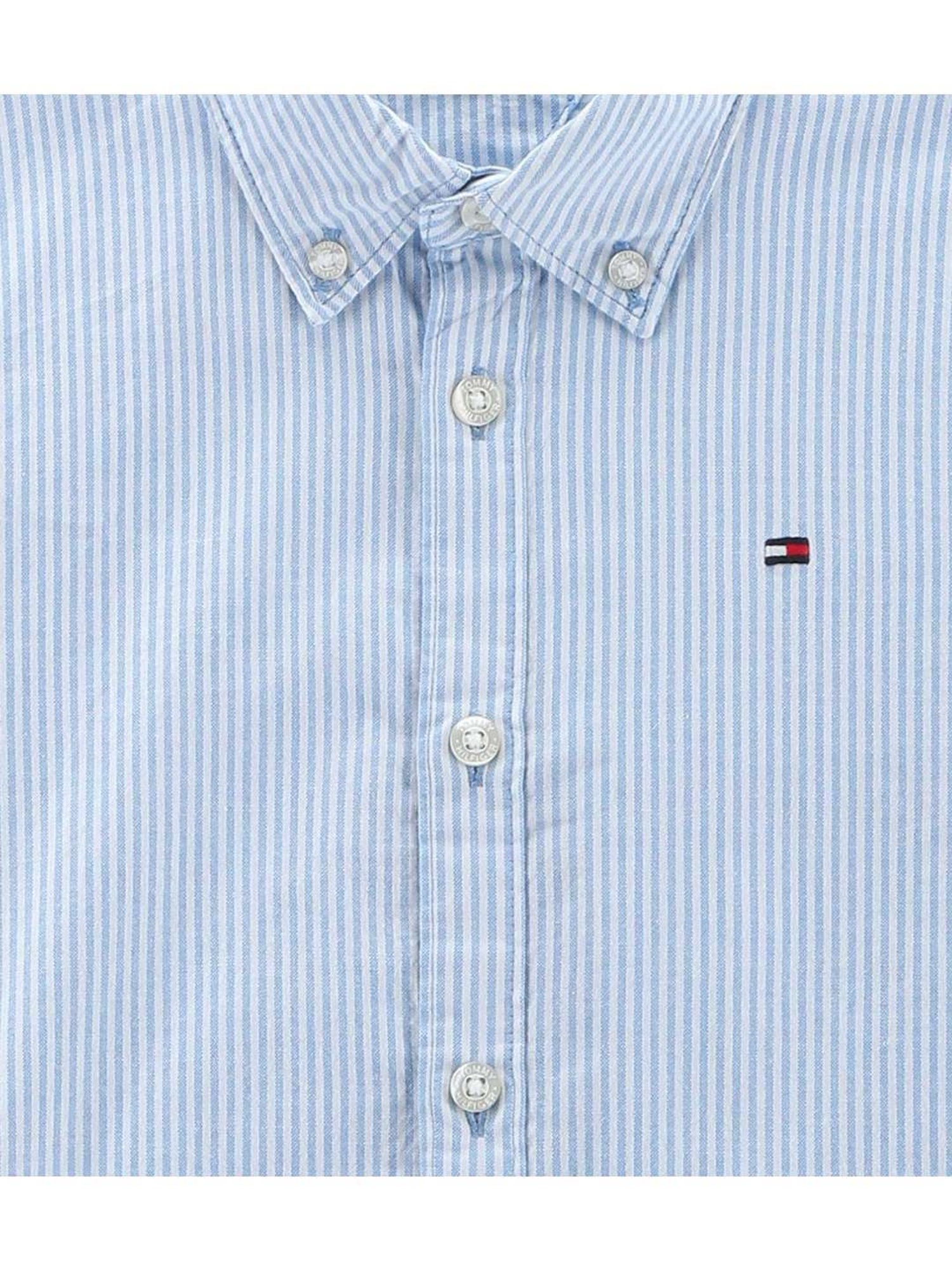 Tommy Hilfiger Copenhagen Blue & White Striped Regular Fit Shirt