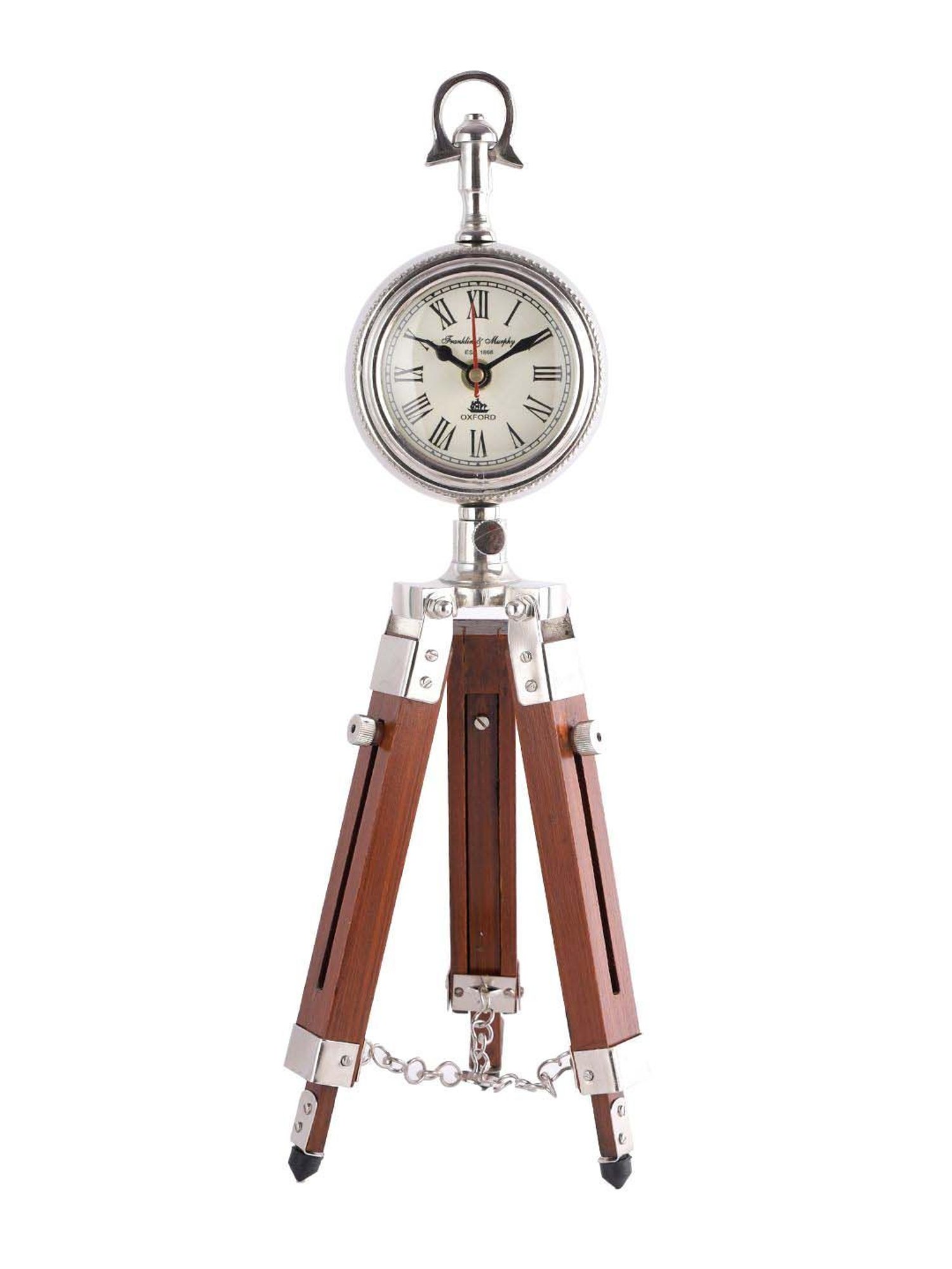 Aapno Rajasthan Brown & Transparent Wooden Adjustable Tripod Style Table Clock