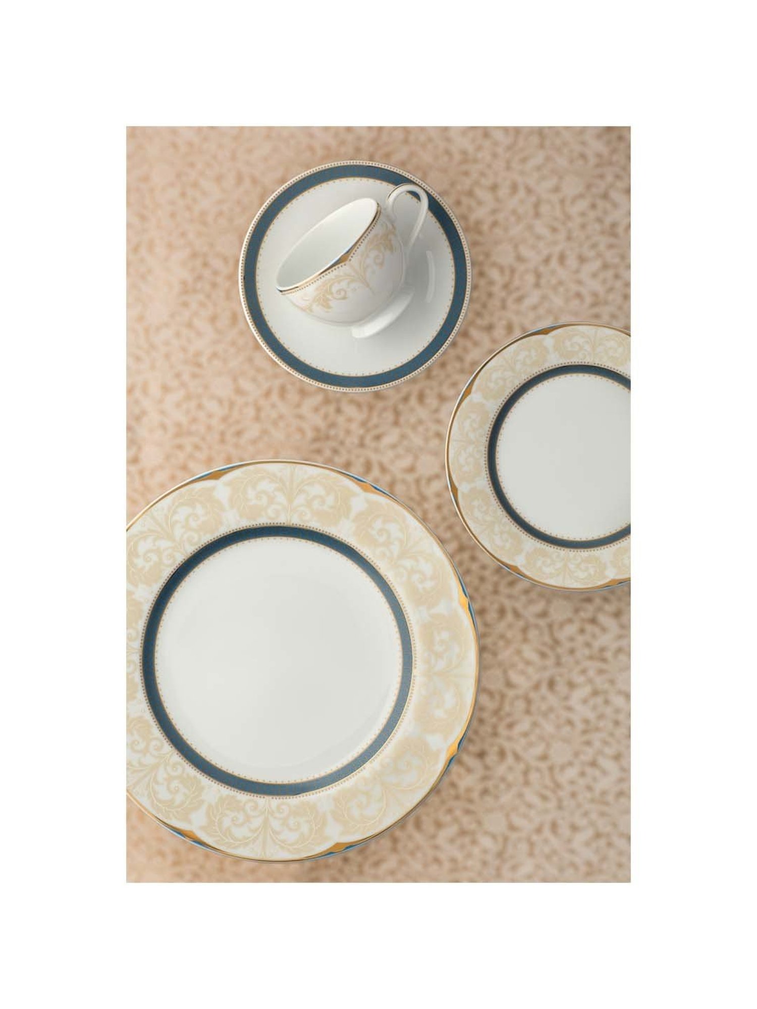 Noritake Royal Fountain White & Beige Poreclain Milk Mug (0.37 L) - Set of 2