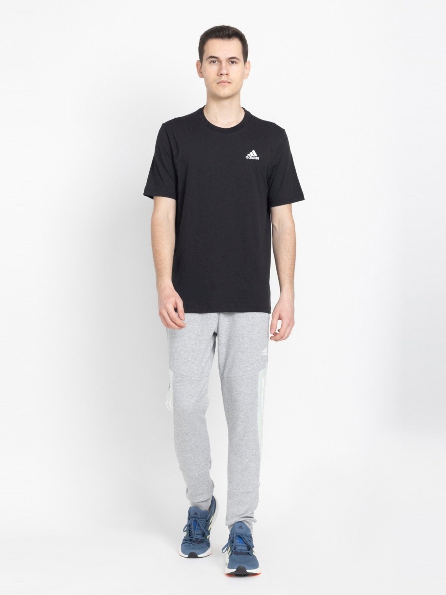 Adidas Black Cotton Regular Fit Sports T-Shirt