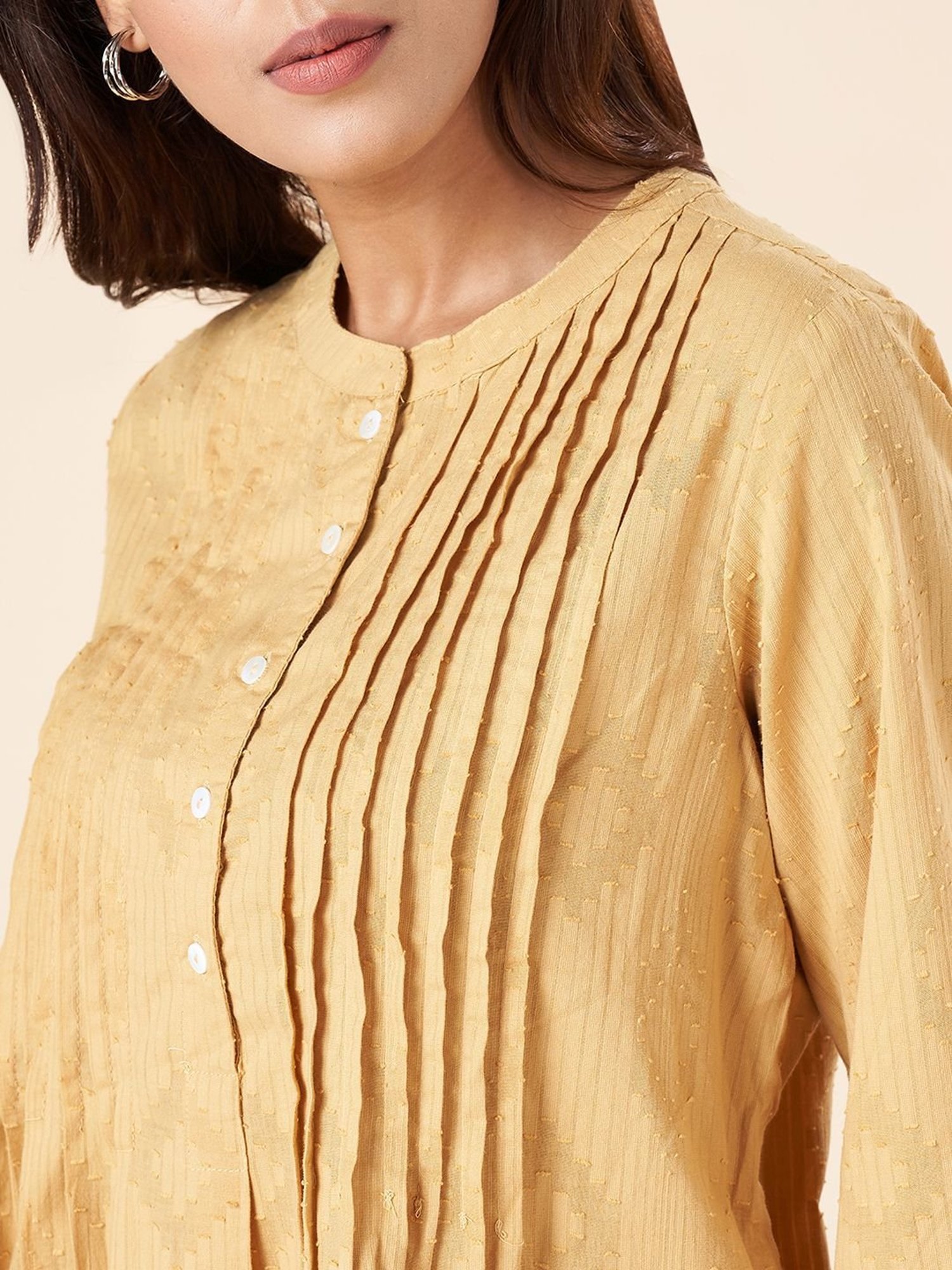 Akkriti by Pantaloons Beige Self Pattern Tunic