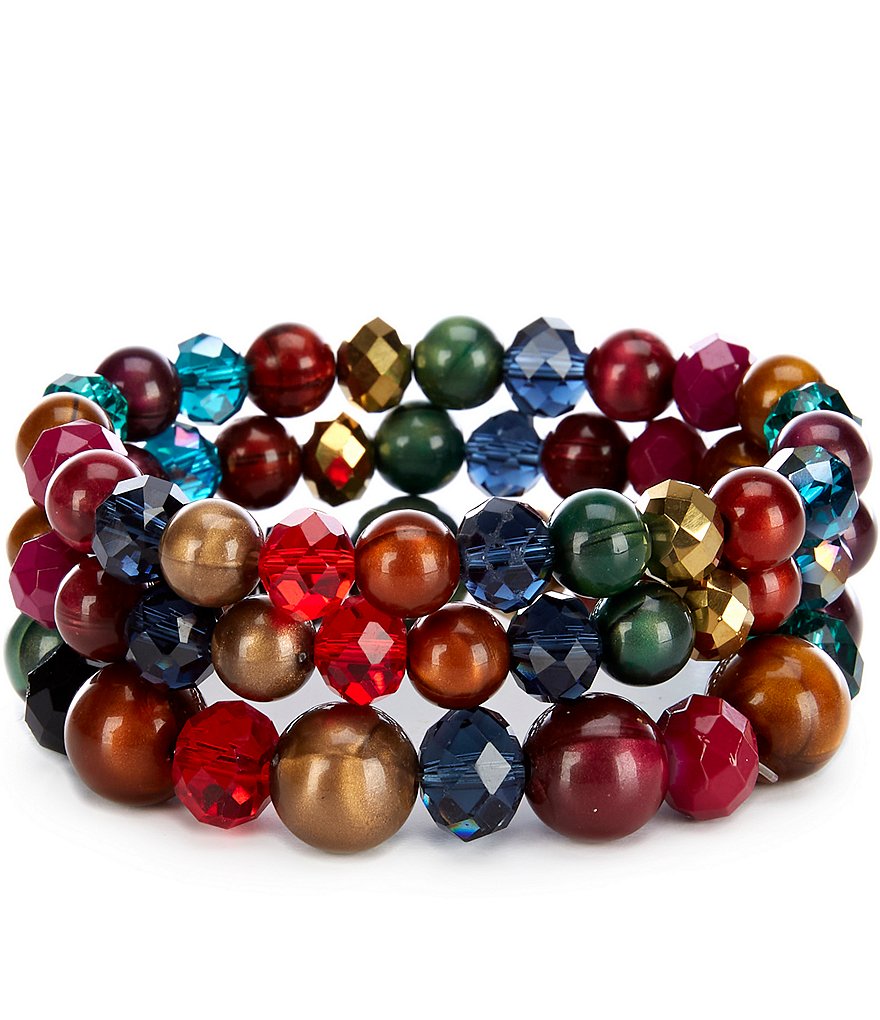Tailored Marmi Jewel Tone Beads Bracelet Stretch Set