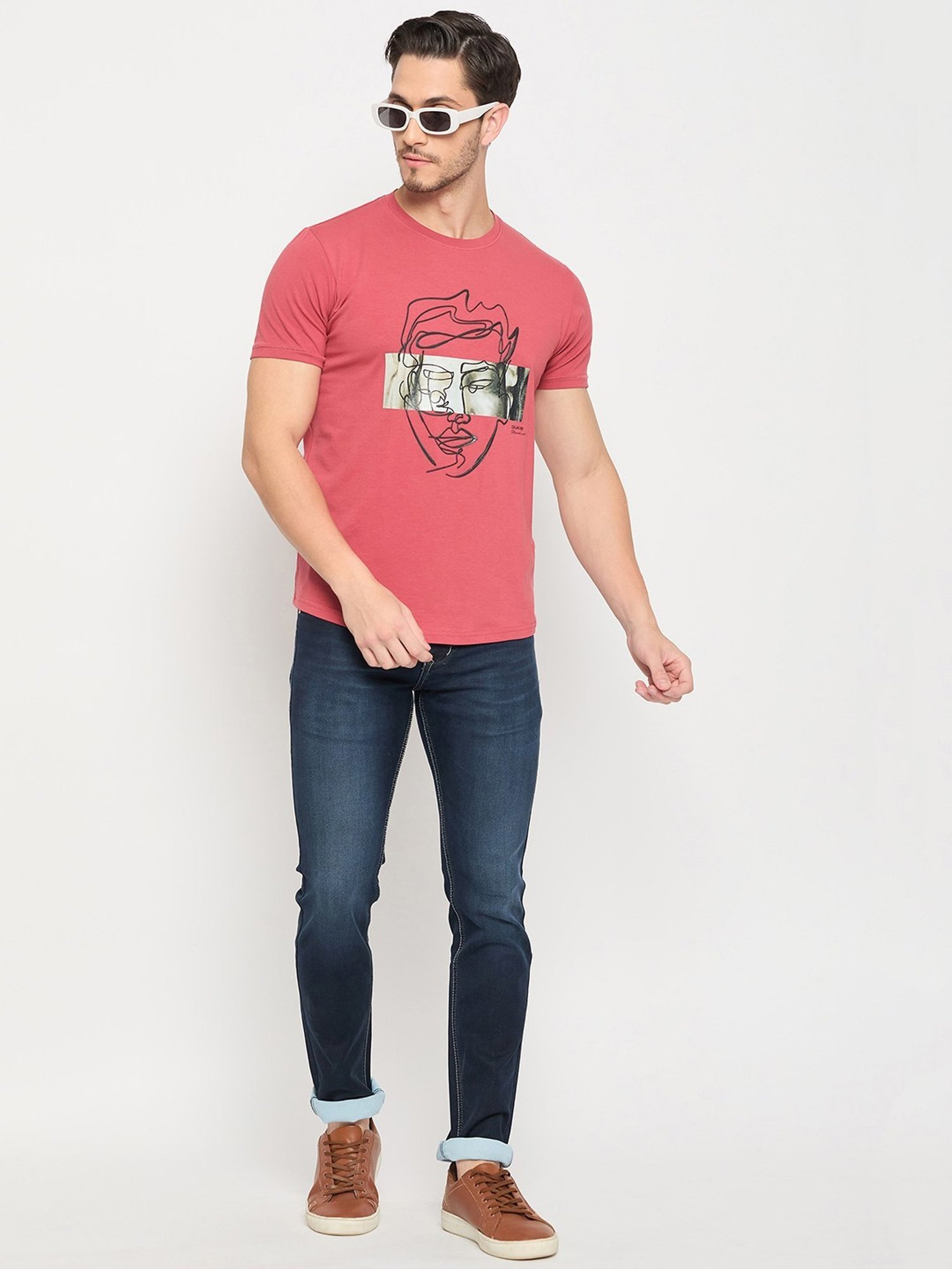 Duke Red Slim Fit Printed T-Shirt