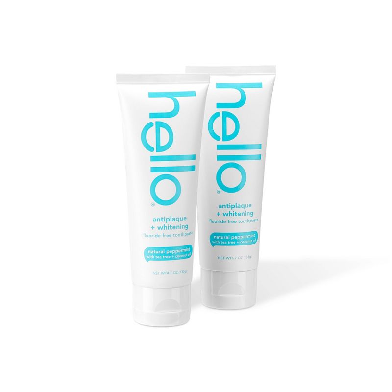 hello Antiplaque + Whitening Toothpaste - Natural Peppermint Vegan & SLS Free - 9.4oz/2pk