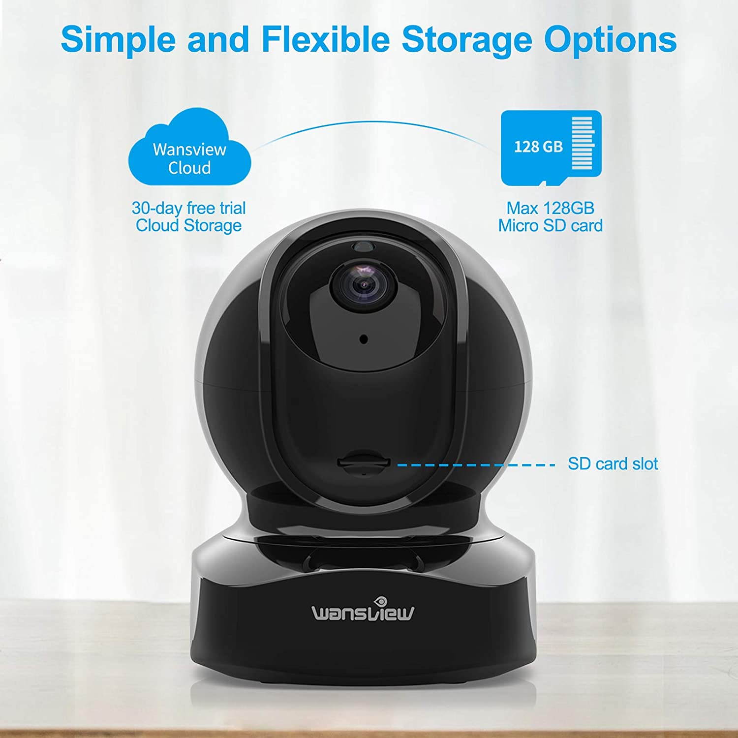 Wireless Security Camera, IP Camera 1080P HD, WiFi Home Indoor Camera for Baby/Pet/Nanny, Motion Detection, 2 Way Audio Night Vision, Works with Alexa, with TF Card Slot and Cloud