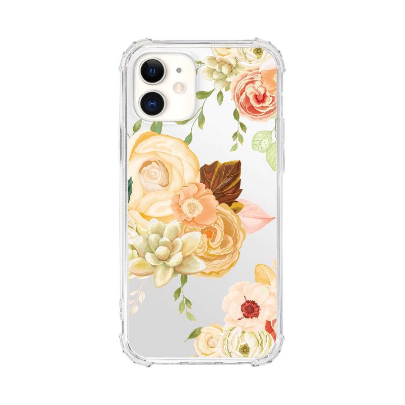 OTM Essentials Apple iPhone 12 Mini Tough Edge Clear Phone Case - Flower Garden Orange