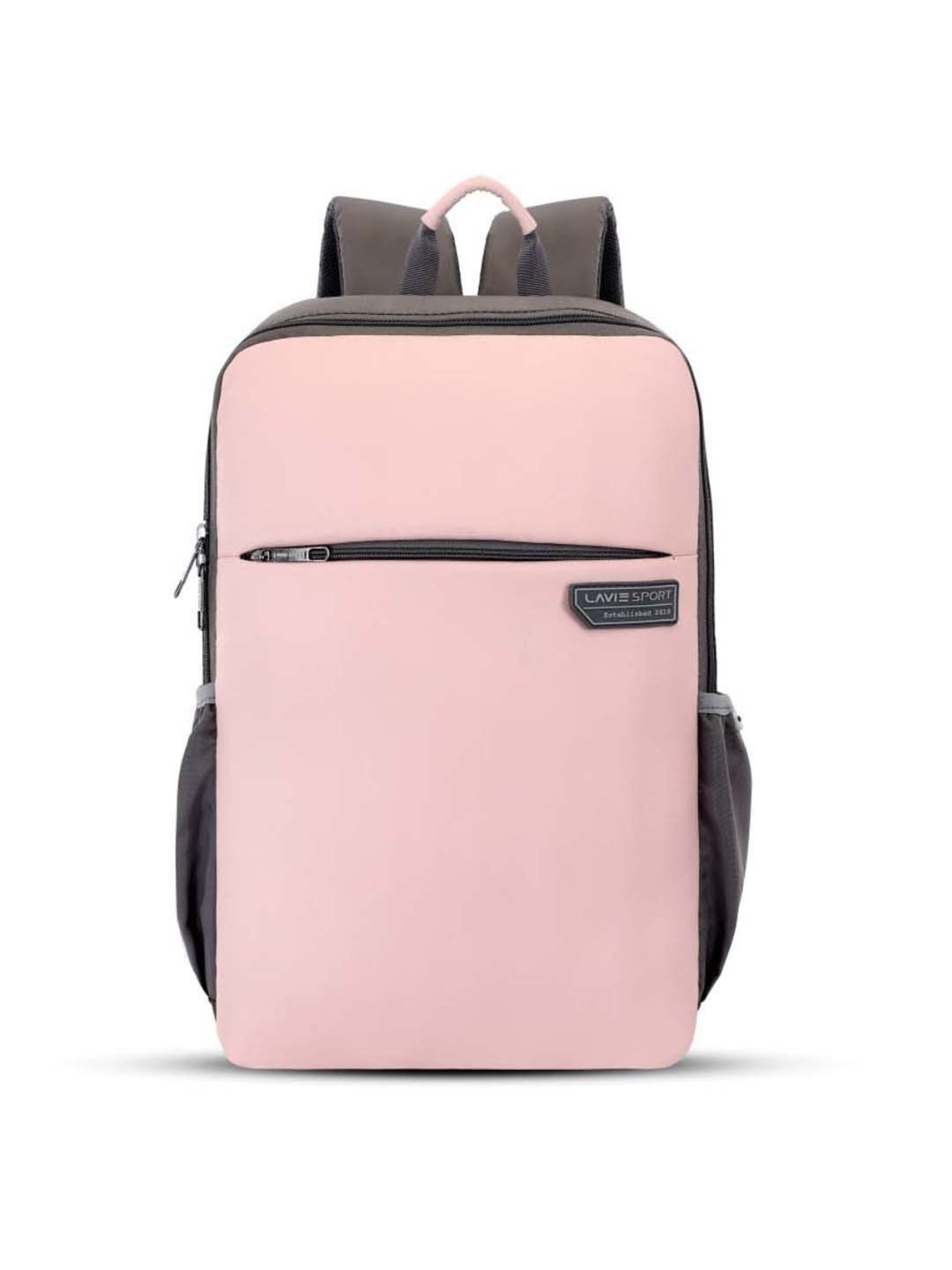 LAVIE SPORT Pink & Grey Solid Laptop Backpack