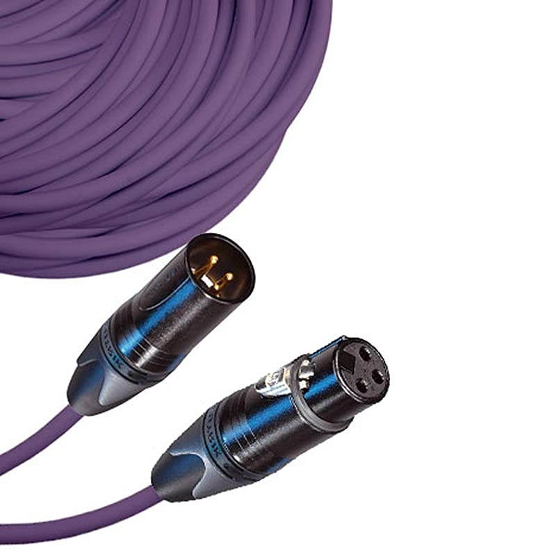 to FeXLR Cable with Neutrik NC3 Connectors and Premium 20ga wire - 200: FT long: Purple