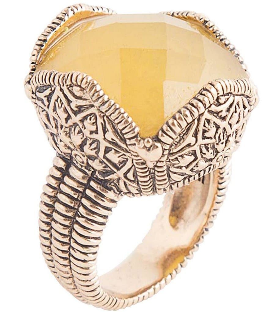 Barse Bronze and Yellow Chalcedony Statement Ring