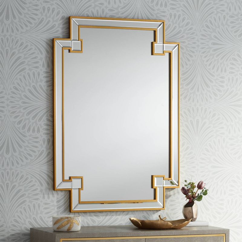 Noble Park Gufin Gold Leaf 27" x 38" Cut Corner Rectangular Mirror