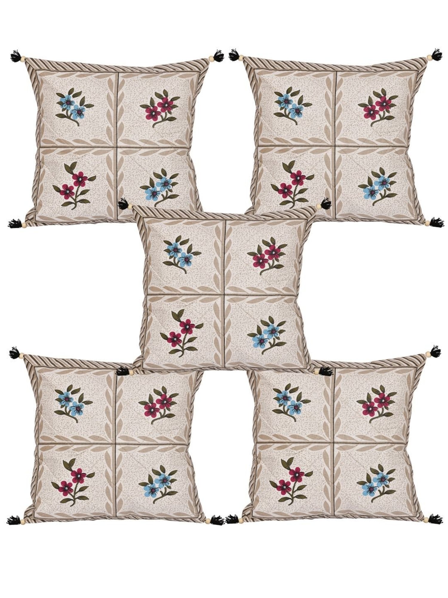Living Roots Multicolor Cotton Cushion Covers - Set of 5