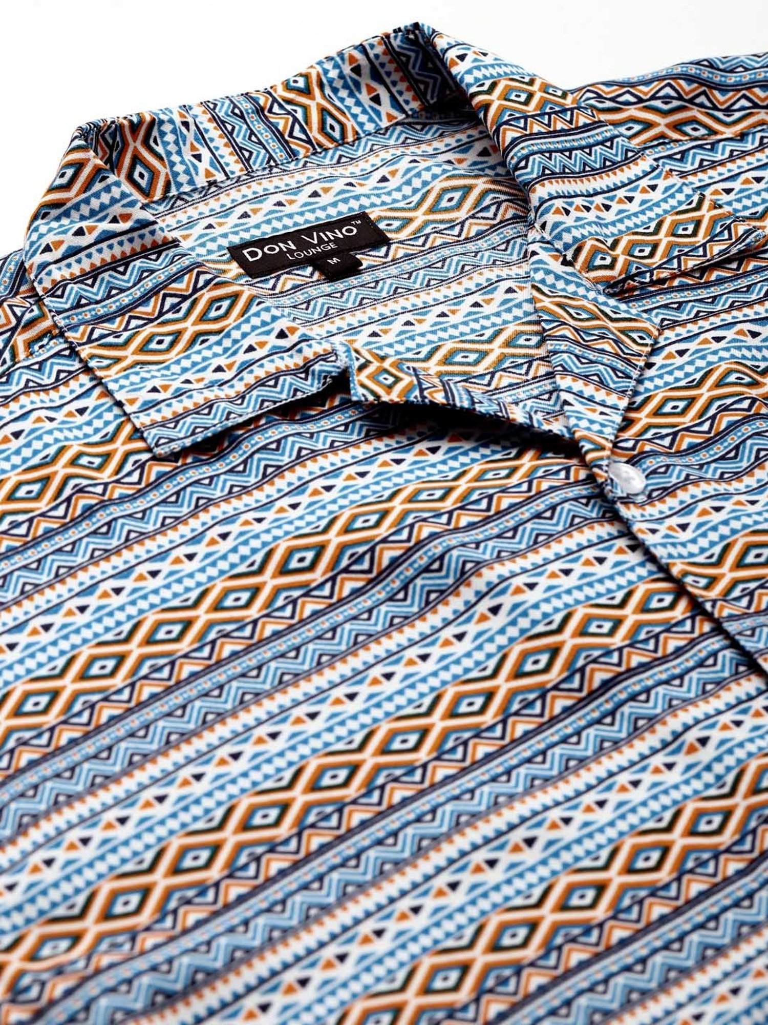 Don Vino Blue Regular Fit Printed Shirt