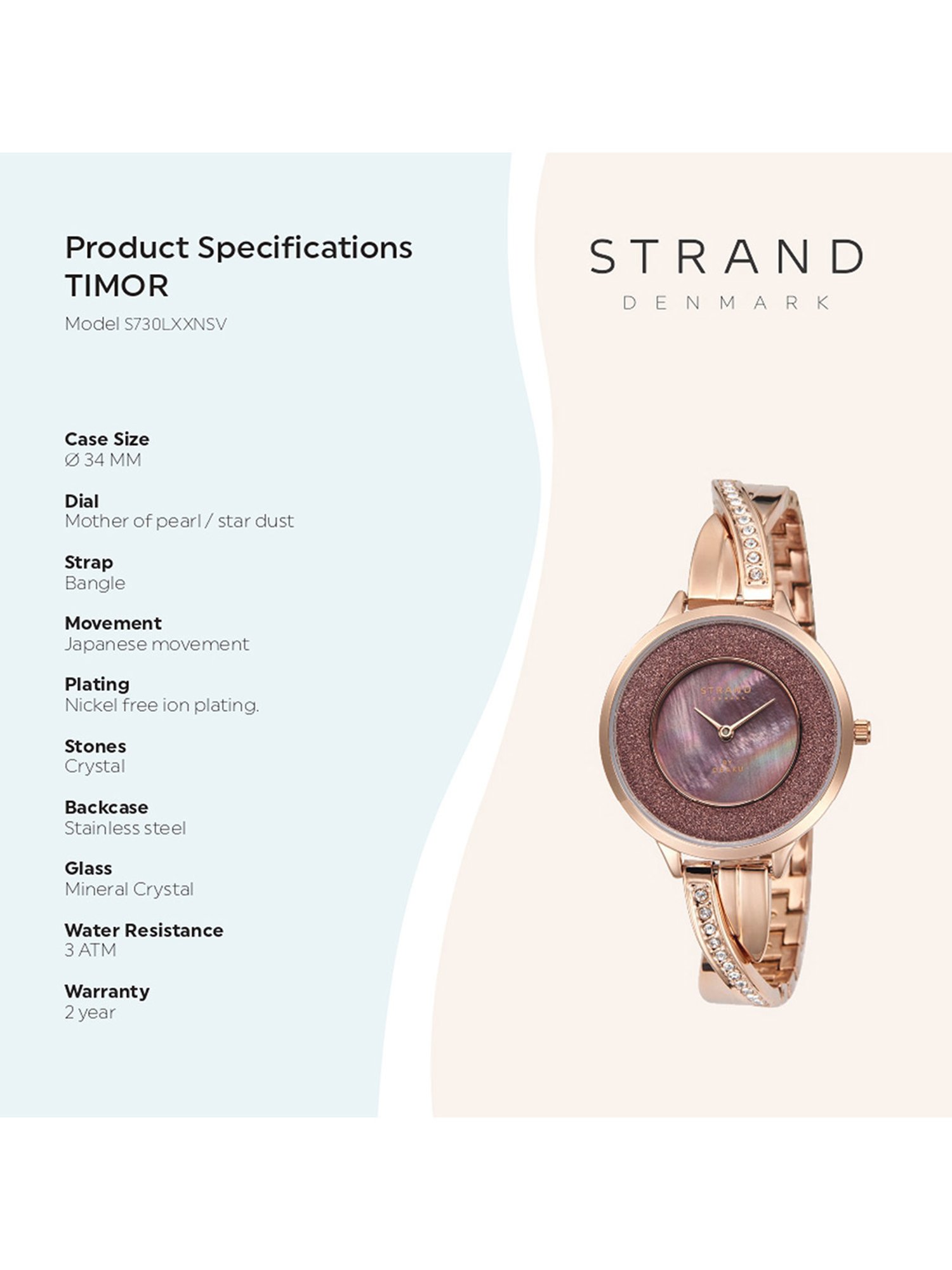 Strand By Obaku S730LXXNSV Timor Coffee Analog Watch for Women