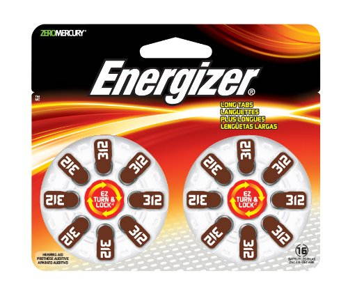 Energizer 312 Hearing Aid Batteries, 16 Per Pack, AZ312DP-16
