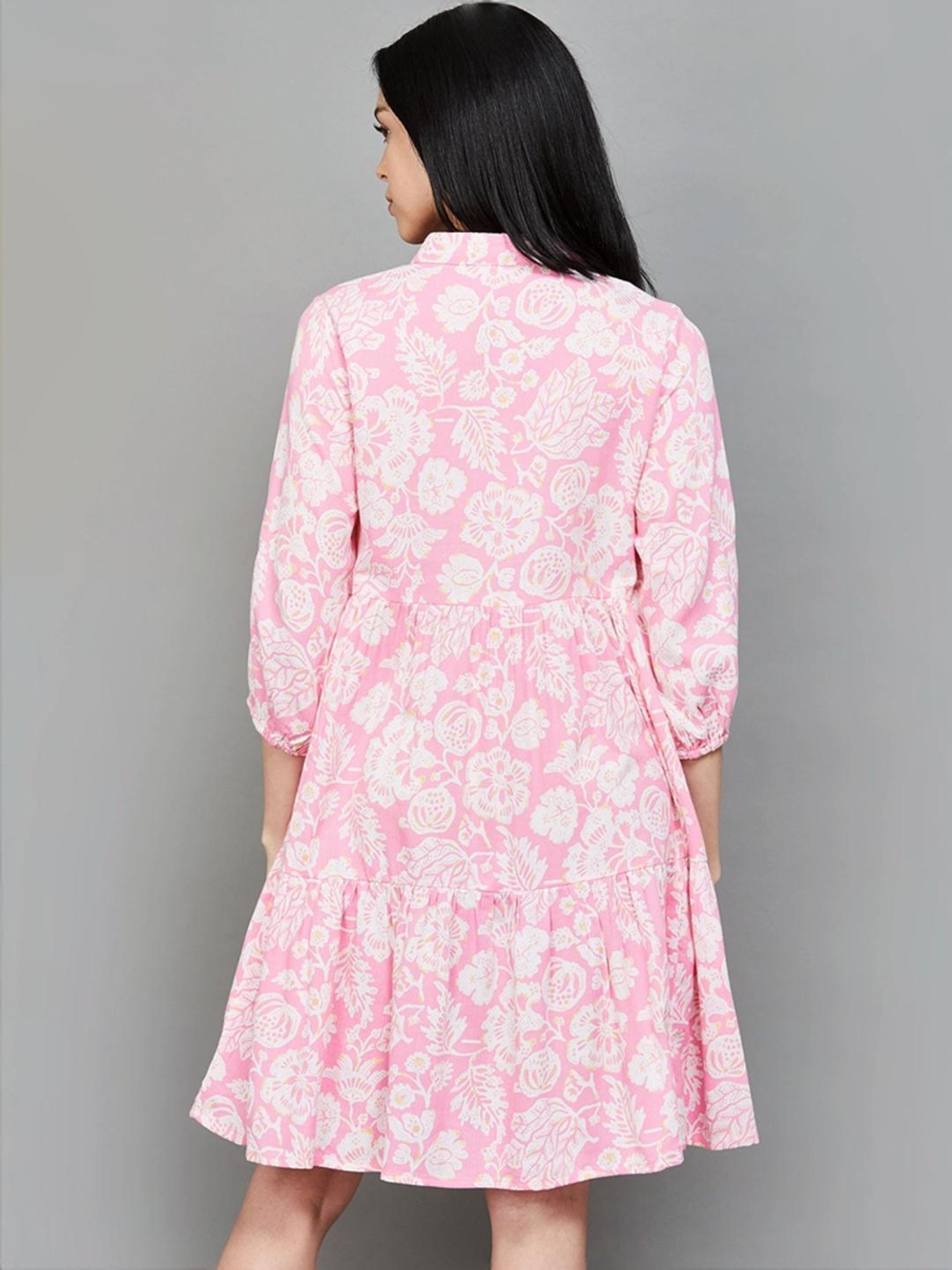 Colour Me by Melange Pink Floral Print A-Line Dress