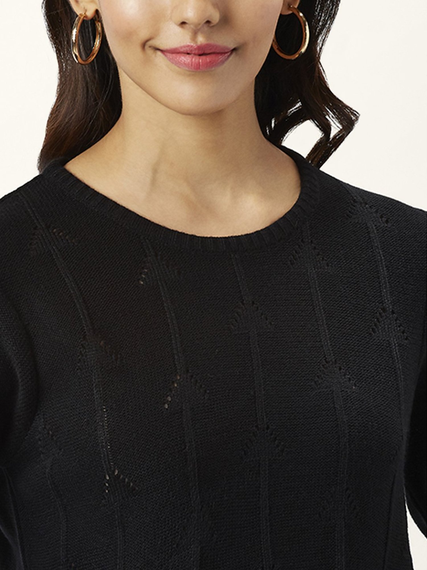 Honey by Pantaloons Black Self Pattern Sweater