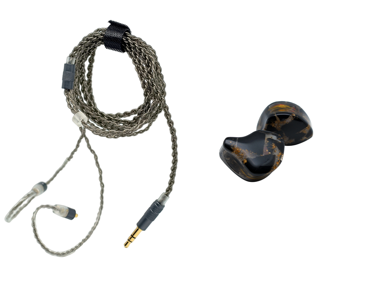 ApeSonic Rain-JET (In Ear Earbuds): Hybrid Balanced Armature & Dynamic Drivers, High Resolution, Synthetic Resin Shell, MMCX Connect - Cable Changeable, Hi-Fi & Premium Sound, Black Marble Color