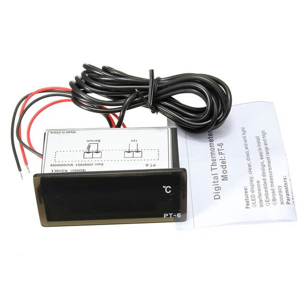 12V -40~110C Auto LED Digital Thermometer Meter Probe