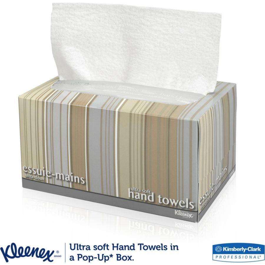 Kleenex&reg; Ultra Soft Hand Towels, Pop-Up Box, 1-Ply, White, 70 Hand Towels Per Box, Case Of 18