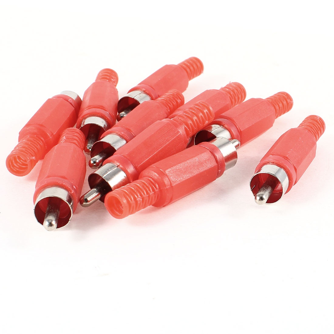 Unique Bargains Red RCA Phono Male Plug Solder Audio Video Cable Adapter Connector 10 Pcs