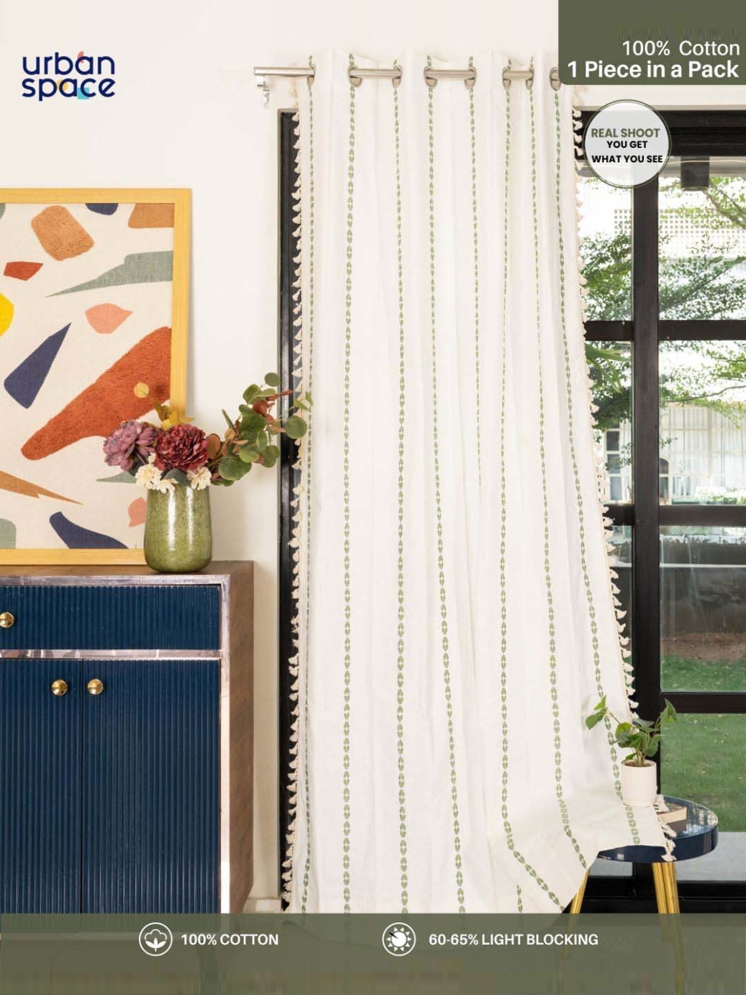 Swayam Brown Paisley J&B Blackout Eyelet Door Curtain - Single Piece (7 Ft)