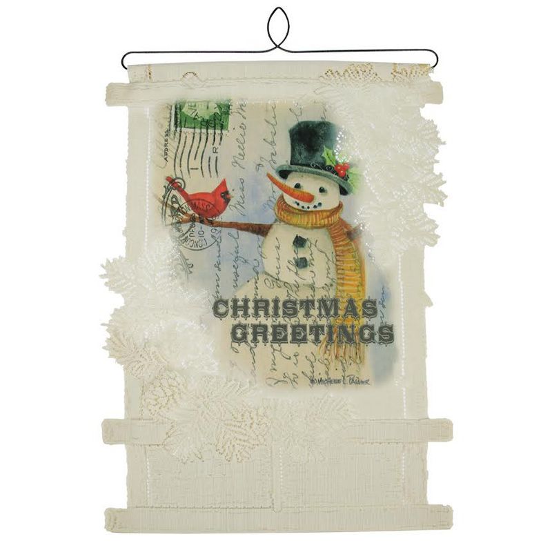 Heritage Lace 20" Country Rustic "Christmas Greetings" Decorative Snowman Card Holder Wall Hanging