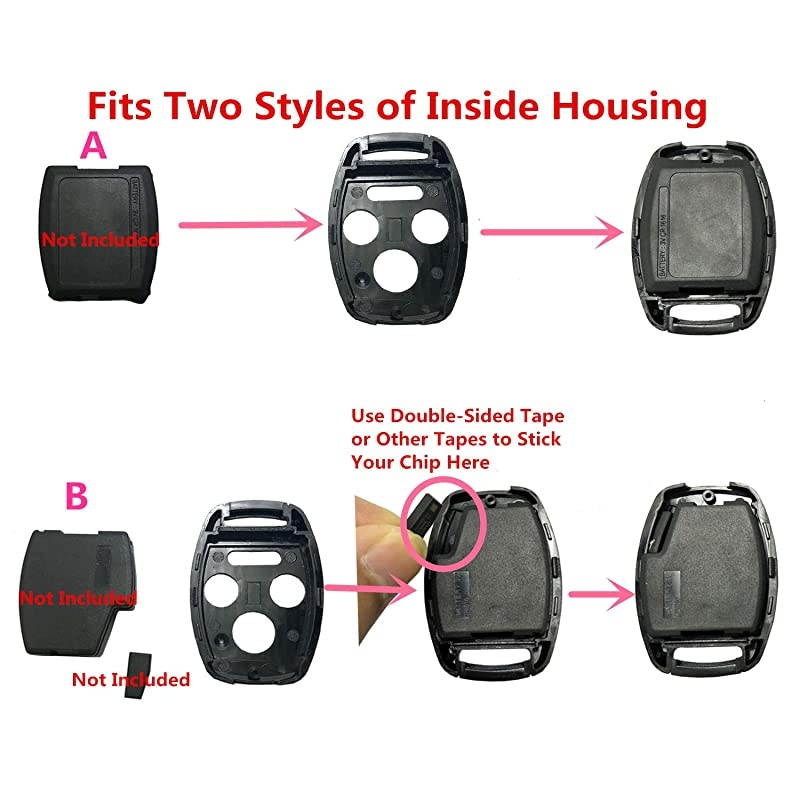 Entry Remote Replacement Key Fob Cover Case Fit for Honda 2003-2014 Accord 2006-2013 Civic 2009-2015 Pilot 2005-2006 CR-V Ridgeline Odyssey Key Fob Shell 3+1 Buttons
