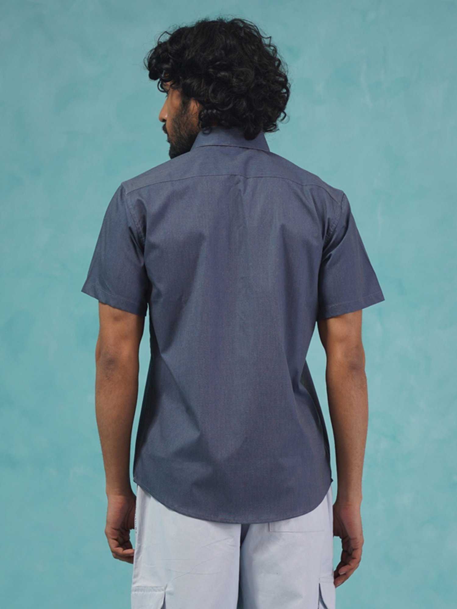 Indian Needle Charcoal Cotton Regular Fit Printed Shirt