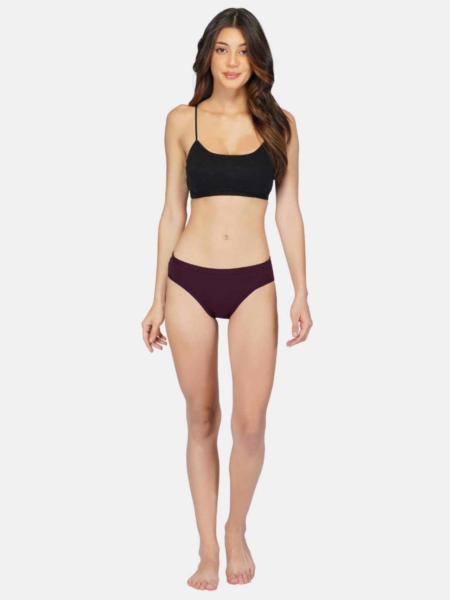 Bleeding Heart Purple & Wine Plain Panties - Pack Of 2