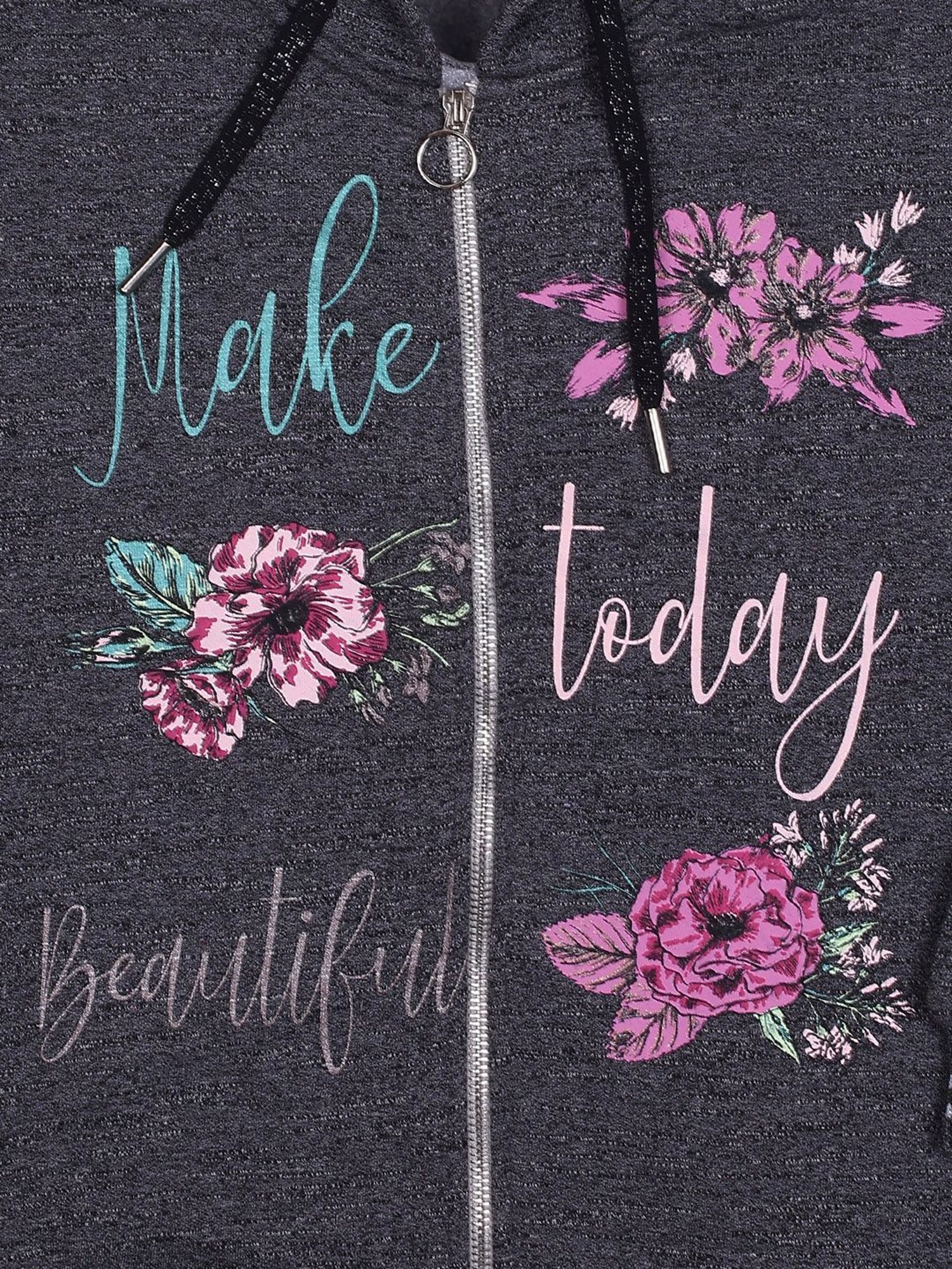 ZIAMA Kids Black Floral Print Full Sleeves Sweatshirt