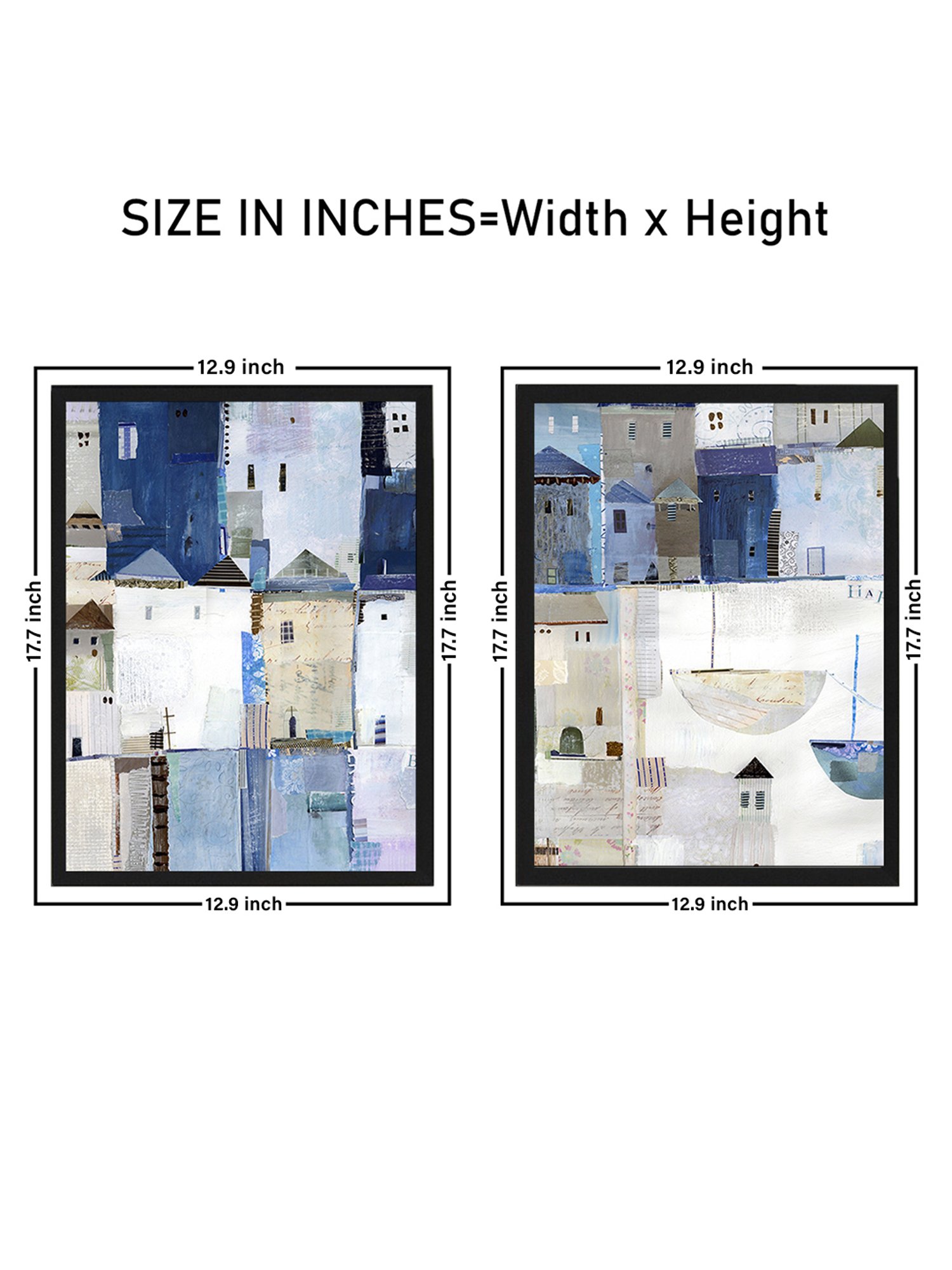 Art Street Gray City Landscape Printed Blue Engineered Wood Wall Art (Set of 2)